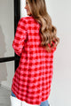 Sensibly Chic Houndstooth Plaid Coat (Pink/Red) - NanaMacs