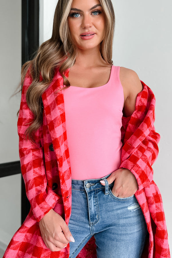 Saturday Satisfaction Sleeveless Square Neck Bodysuit (Hot Pink) - NanaMacs