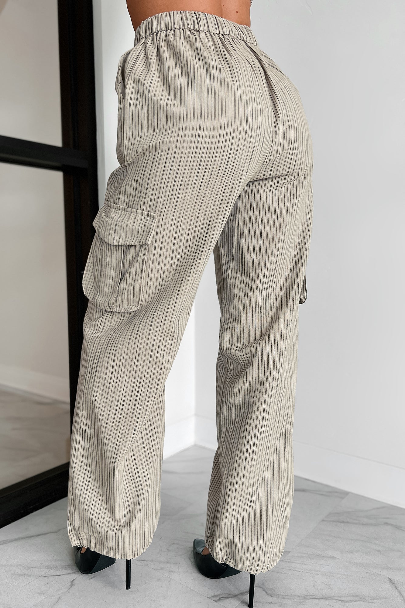 Celebration Of Individuality Striped Cargo Pants (Natural) - NanaMacs