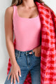 Saturday Satisfaction Sleeveless Square Neck Bodysuit (Hot Pink) - NanaMacs