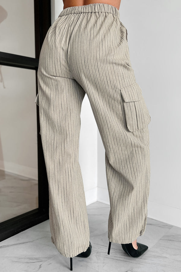 Celebration Of Individuality Striped Cargo Pants (Natural) - NanaMacs