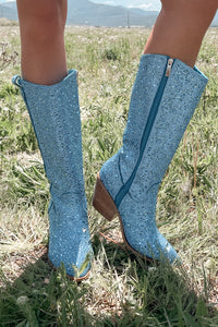 Glitzy Livin' Rhinestone Boots (Light Blue Rhinestones) - NanaMacs