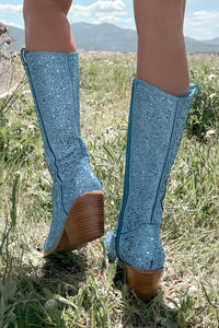 Glitzy Livin' Rhinestone Boots (Light Blue Rhinestones) - NanaMacs