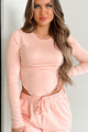 Josephine Curved Hem Long Sleeve Crop Top (Dusty Pink) - NanaMacs