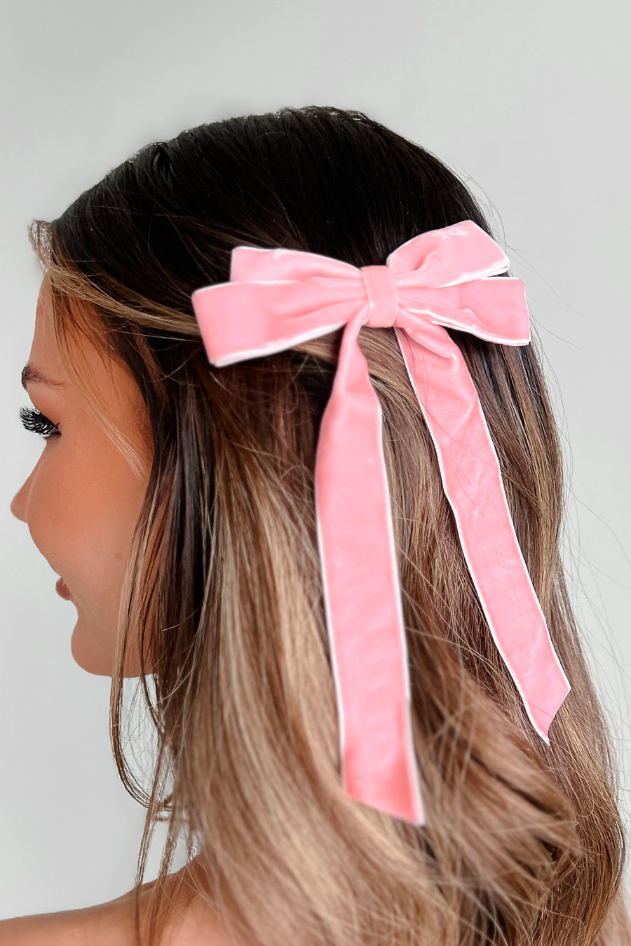 Beautiful Innocence Velvet Bow Hair Clip (Pink) - NanaMacs