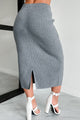 Hitting The Books Sweater Knit Ribbed Midi Skirt (Heather Grey) - NanaMacs