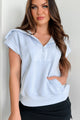 Confidently Casual Quarter-Zip Short Sleeve Pullover (Soft Blue) - NanaMacs