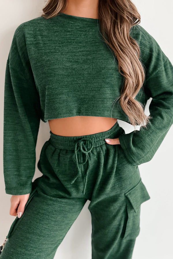 Conquering Fears Long Sleeve Crop Top (Green) - NanaMacs