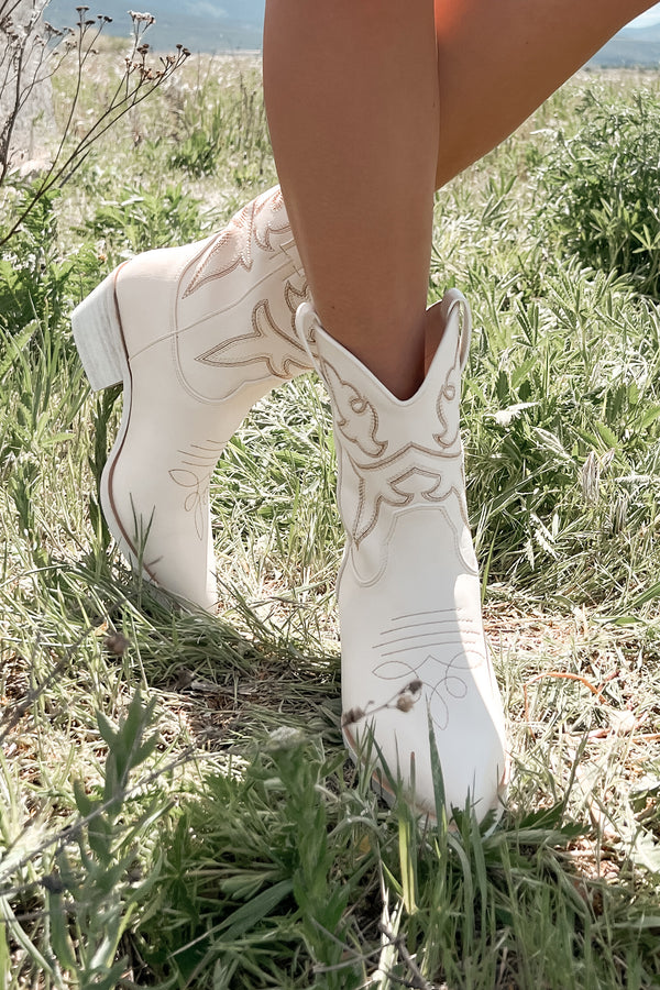 Back To My Roots Western Cowboy Bootie (Off White) - NanaMacs