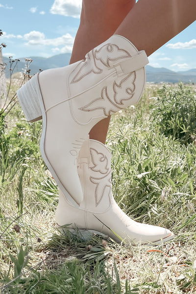 Back To My Roots Western Cowboy Bootie (Off White) - NanaMacs