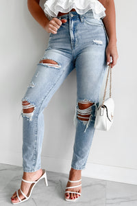 Carter High Rise Distressed Girlfriend Jeans (Light) - NanaMacs