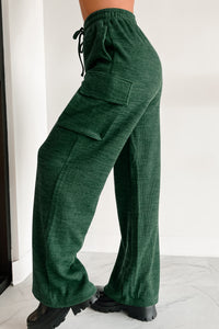 Big On Comfort Wide Leg Knit Cargo Pants (Green) - NanaMacs