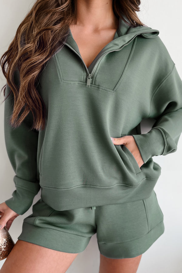 Yelisa Quarter-Zip Scuba Pullover (Sage Leaf) - NanaMacs