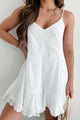 Token Of Love Eyelet Mini Dress (White) - NanaMacs
