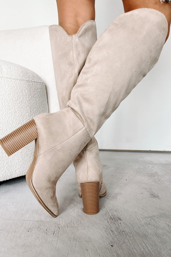 Embracing The Essentials Knee High Faux Suede Boots (Taupe Clay) - NanaMacs