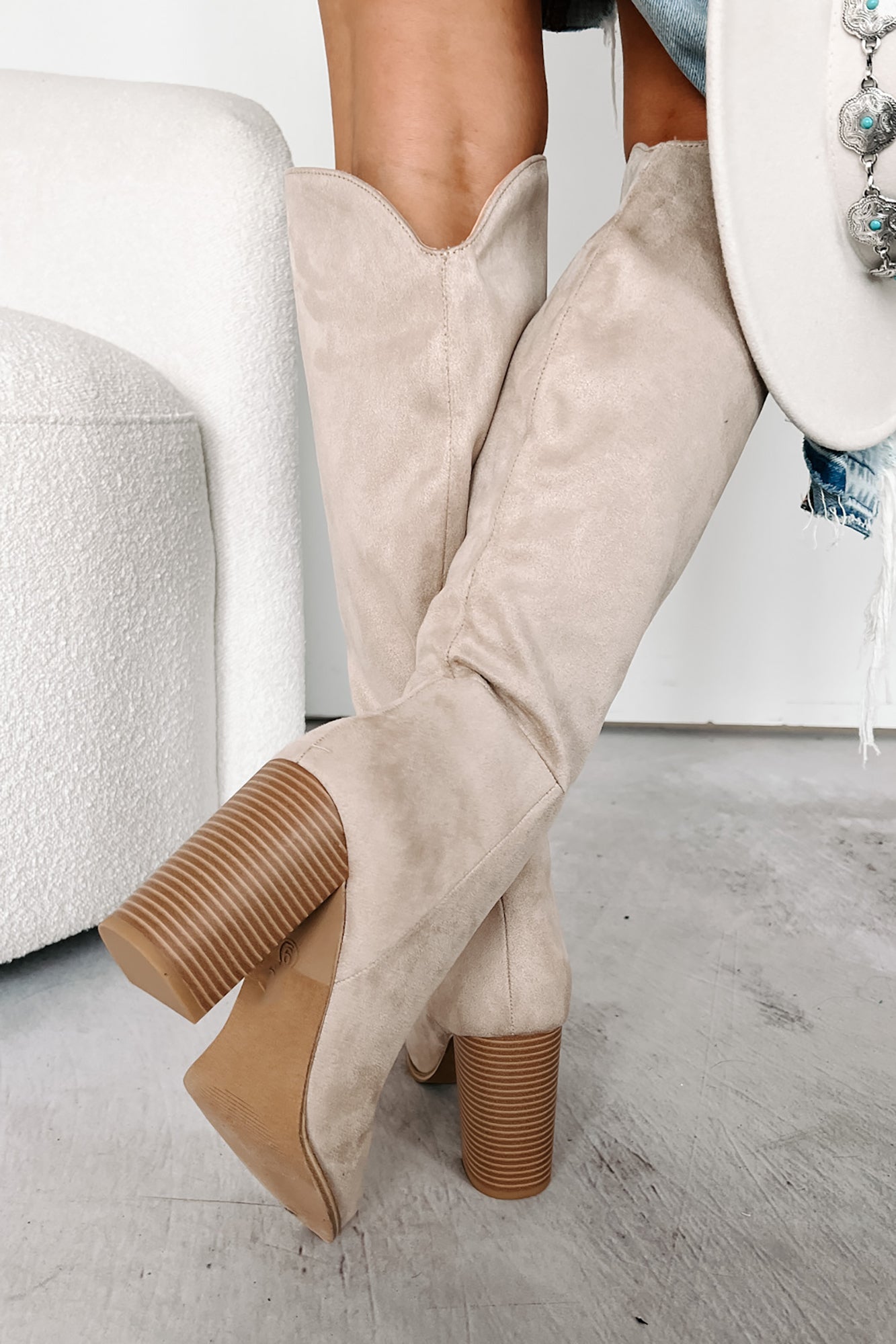 Embracing The Essentials Knee High Faux Suede Boots (Taupe Clay) - NanaMacs