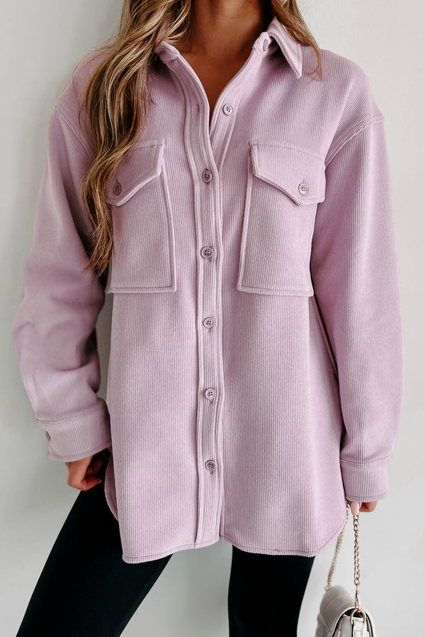 Show You Kindness Ribbed Oversized Shacket (Lilac) - NanaMacs