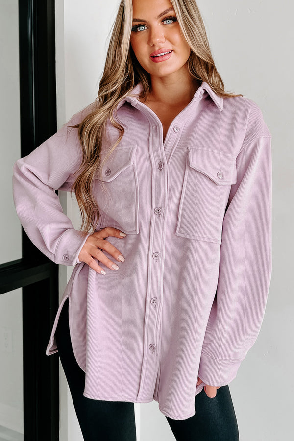 Show You Kindness Ribbed Oversized Shacket (Lilac) - NanaMacs