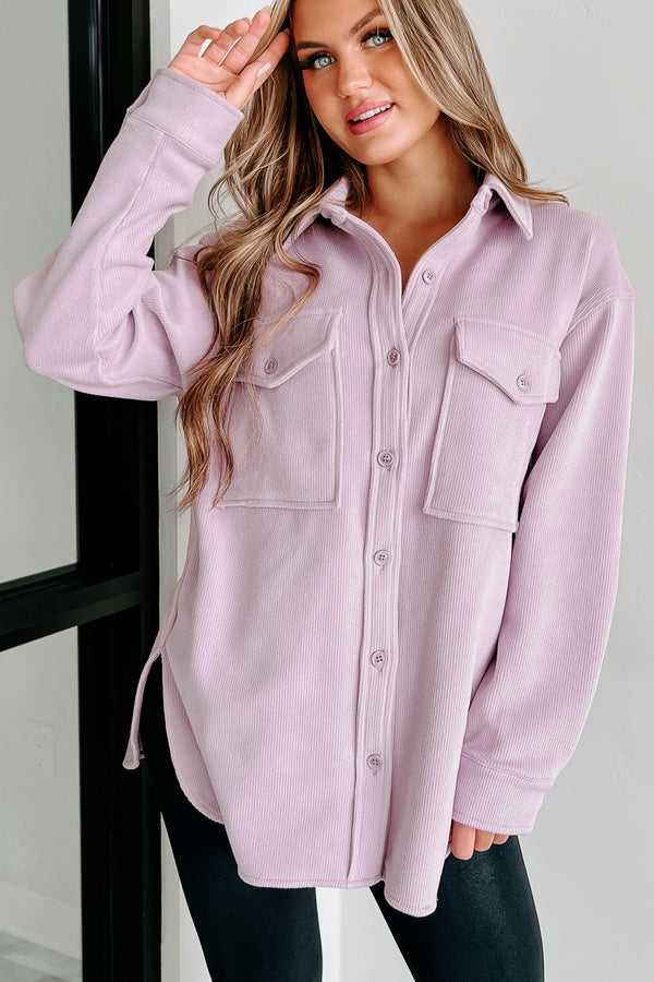 Show You Kindness Ribbed Oversized Shacket (Lilac) - NanaMacs