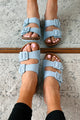 I Know I'm Right Woven Double-Strap Sandals (Blue/Raffia) - NanaMacs