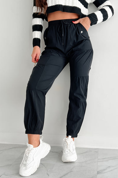 Stronger Today Shirred Jogger Pants (Black) - NanaMacs