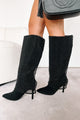 Always A Baddie Rhinestone Mesh Fold-Over Boots (Black) - NanaMacs