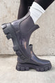 Doorbuster Walking In The Rain Lug Sole Chelsea Rain Boots (Grey Patent) - NanaMacs