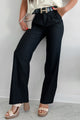 Brunch In Nantucket Linen Wide Leg Pant (Black) - NanaMacs