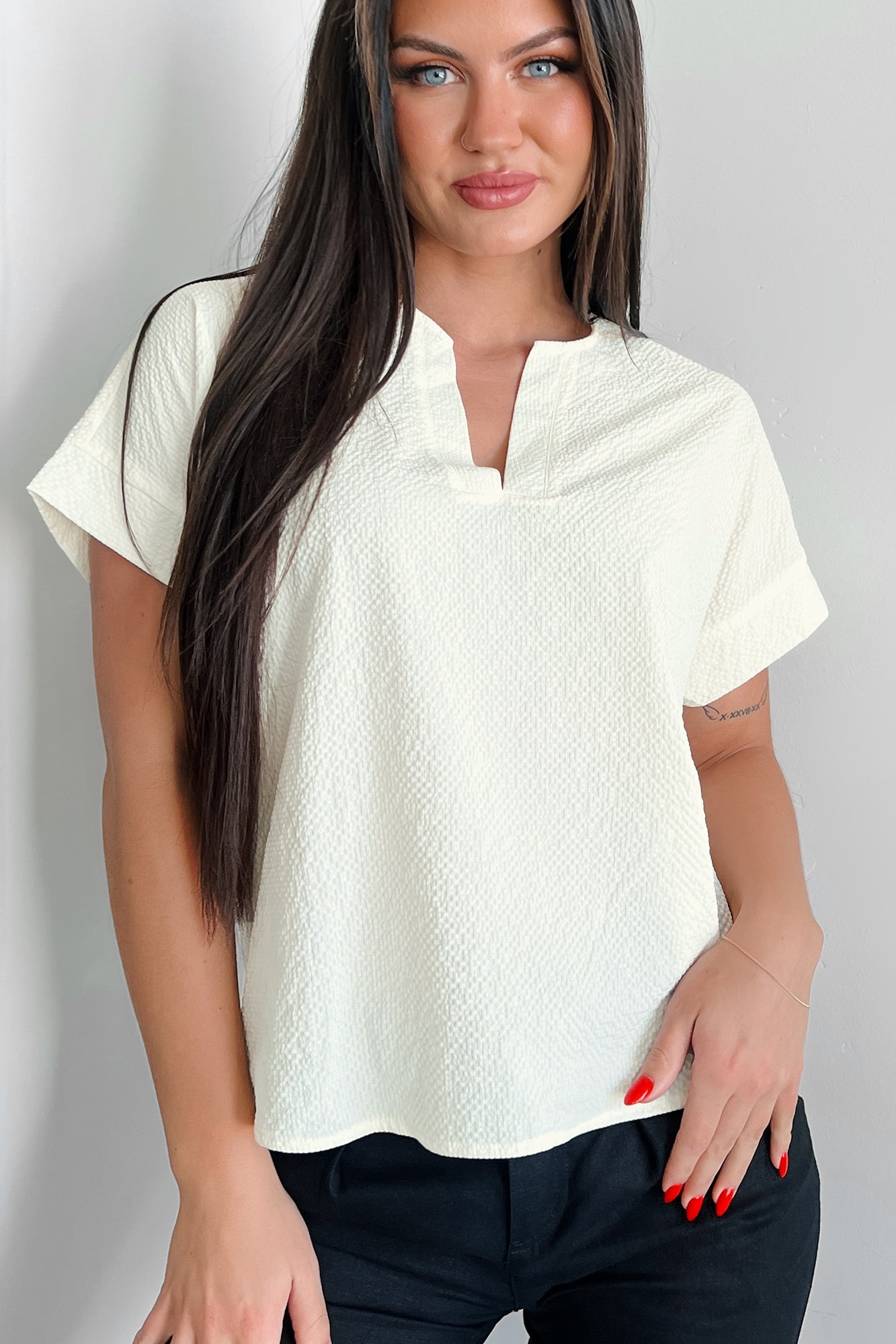 Horatio Oversized Textured Top (Ivory) - NanaMacs