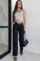 Brunch In Nantucket Linen Wide Leg Pant (Black) - NanaMacs