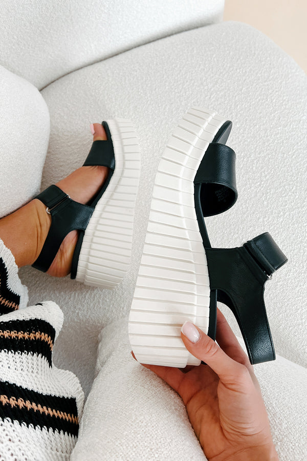 Mia Isn't It Obvious Textured Platform Sandals (Black) - NanaMacs