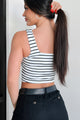 Livia Striped Square Neck Crop Top (White) - NanaMacs