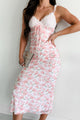 Bloom From Within Lace Mesh Floral Midi Dress (Rose) - NanaMacs