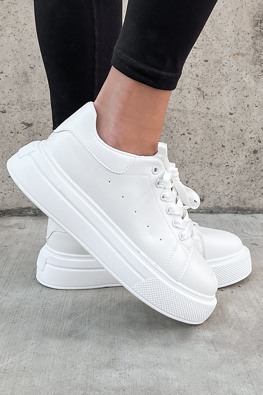 Doorbuster Just Playin' Around Platform Sneakers (White) - NanaMacs