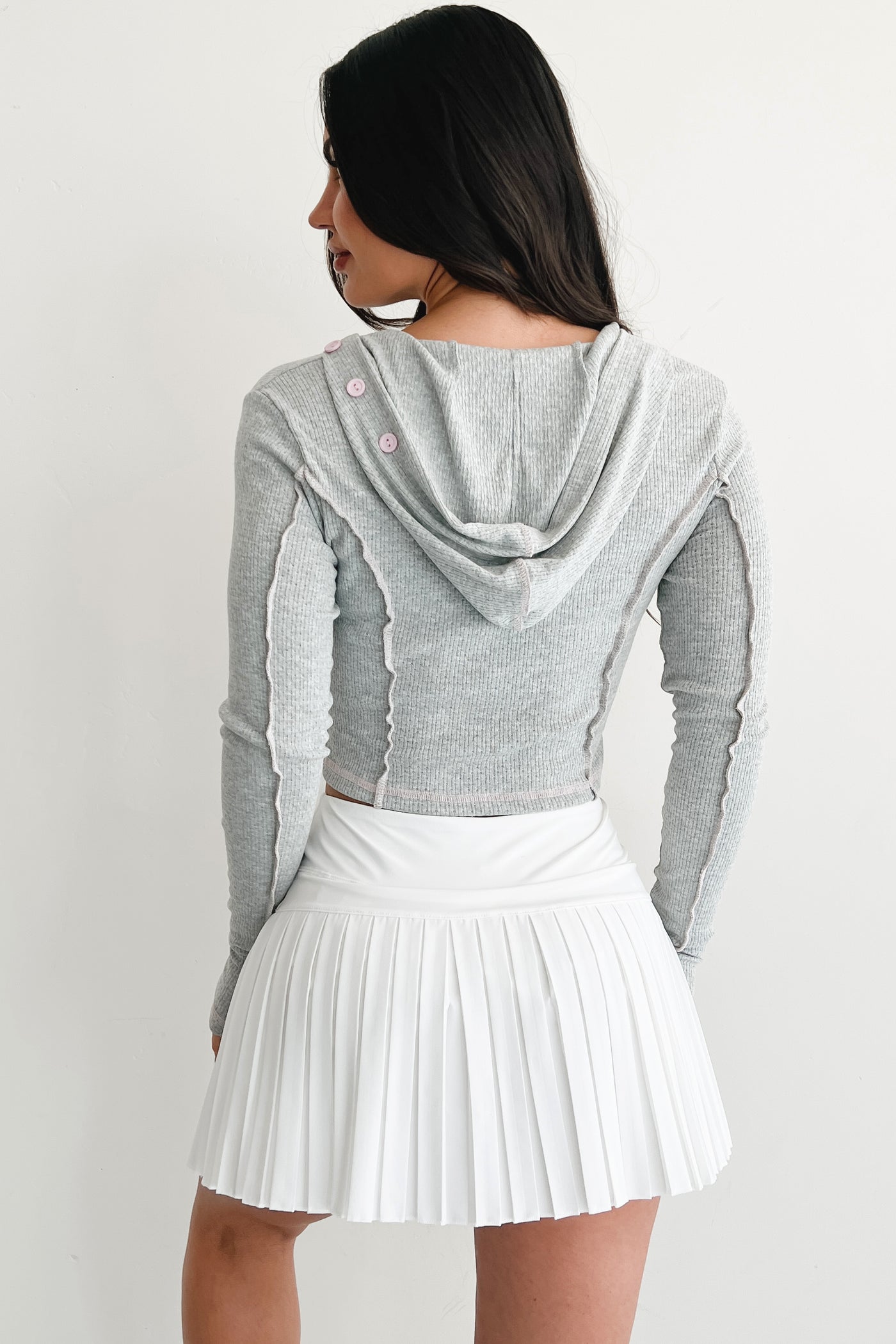 Leisure Looks Button-Up Hoodie Top (Grey) - NanaMacs