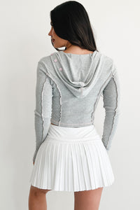 Leisure Looks Button-Up Hoodie Top (Grey) - NanaMacs