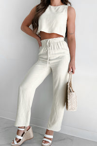 Finding Paradise Linen Crop Top & Pants Set (Oatmeal) - NanaMacs