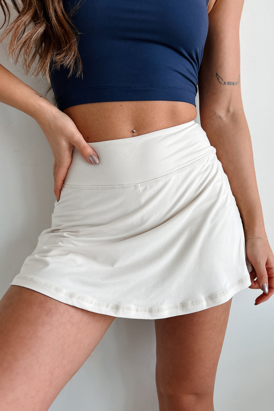 Giving It My All Butter Soft Tennis Skort (White Pearl) - NanaMacs