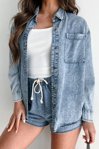 Nothing To Fear Washed Denim Chambray Shirt (Denim) - NanaMacs