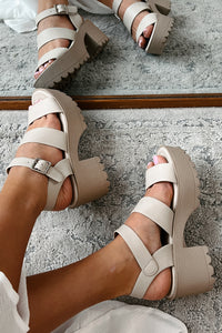 Takes Two To Tango Chunky Platform Sandals (Stone) - NanaMacs