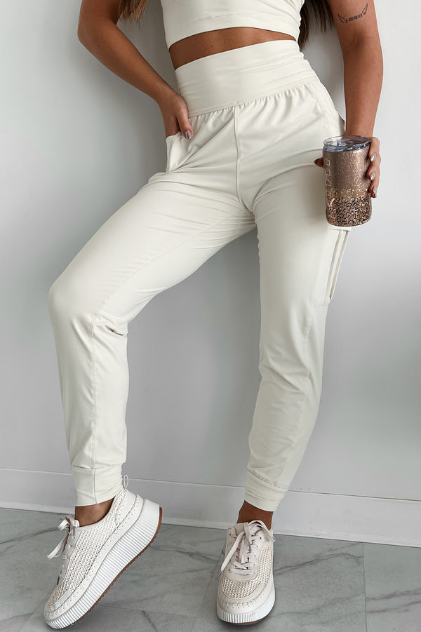 Bestie For The Restie Butter Soft Side Pocket Joggers (White Pearl) - NanaMacs