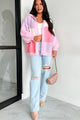 Pretty Ideal Colorblock Sweater Cardigan (Pink/Multi) - NanaMacs