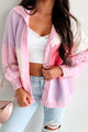 Pretty Ideal Colorblock Sweater Cardigan (Pink/Multi) - NanaMacs