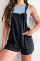 Topher Knotted Strap Zenana Shortalls (Black) - NanaMacs