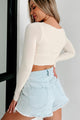 Take A Beat High-Low Long Sleeve Crop Top (Vanilla) - NanaMacs