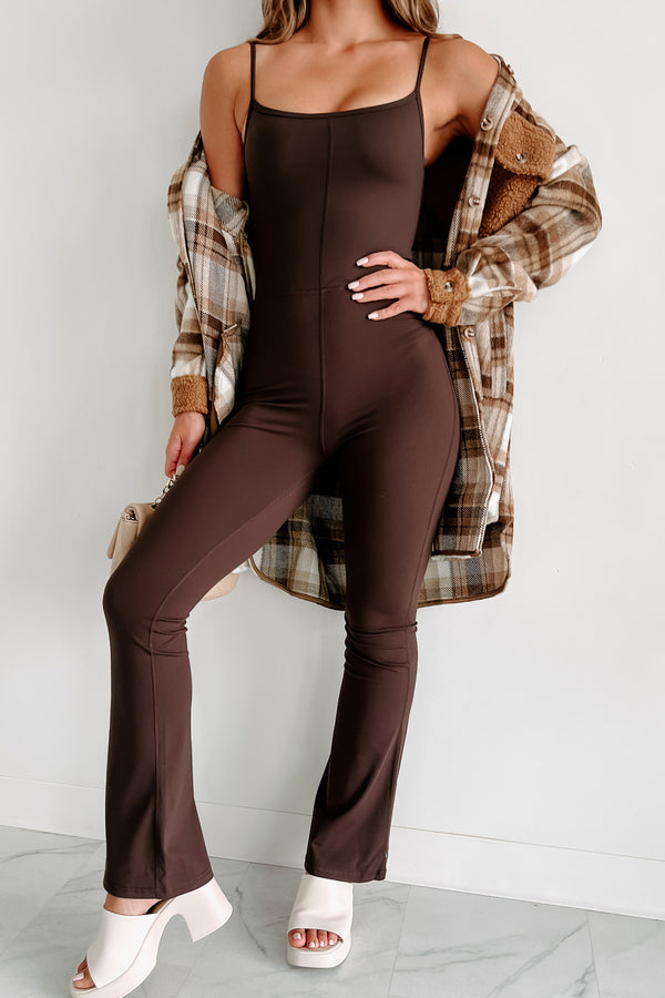 Roaming The City Flared Leg Cami Jumpsuit (Dark Chocolate) - NanaMacs