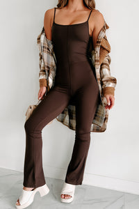 Roaming The City Flared Leg Cami Jumpsuit (Dark Chocolate) - NanaMacs