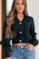 Notable Charm Embellished Button Sweater Cardigan (Black) - NanaMacs