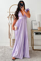 Opulent Occasion Pleated Ruffle Maxi Dress (Lavender) - NanaMacs