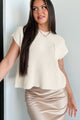 Business As Usual Short Sleeve Crop Sweater (Ivory) - NanaMacs